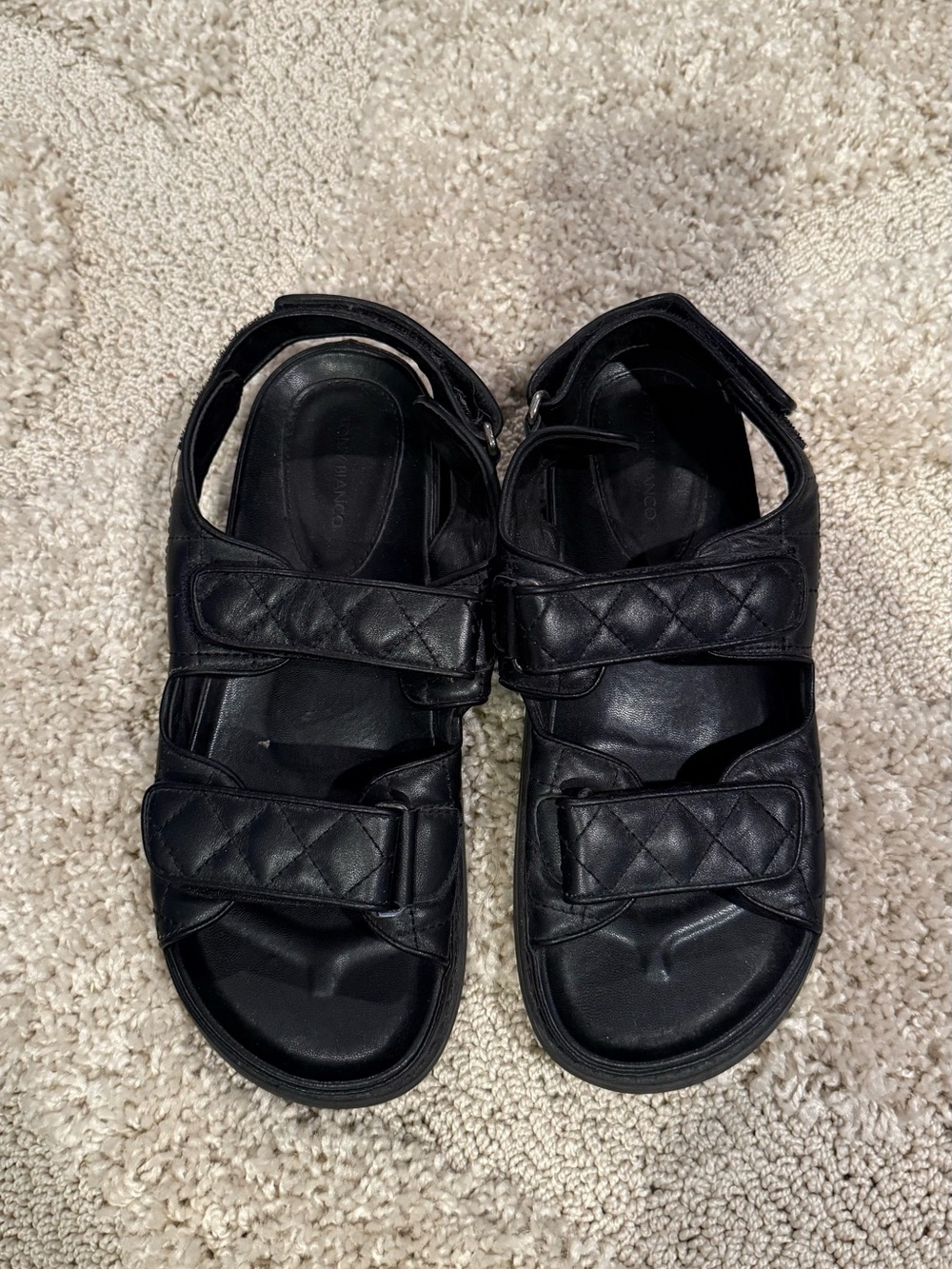 Tony Bianco Black Quilted Strap Sandals
